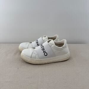 Valentino Logo Leather Low Top Slip On Sneakers White Unisex 7 men / 9 women